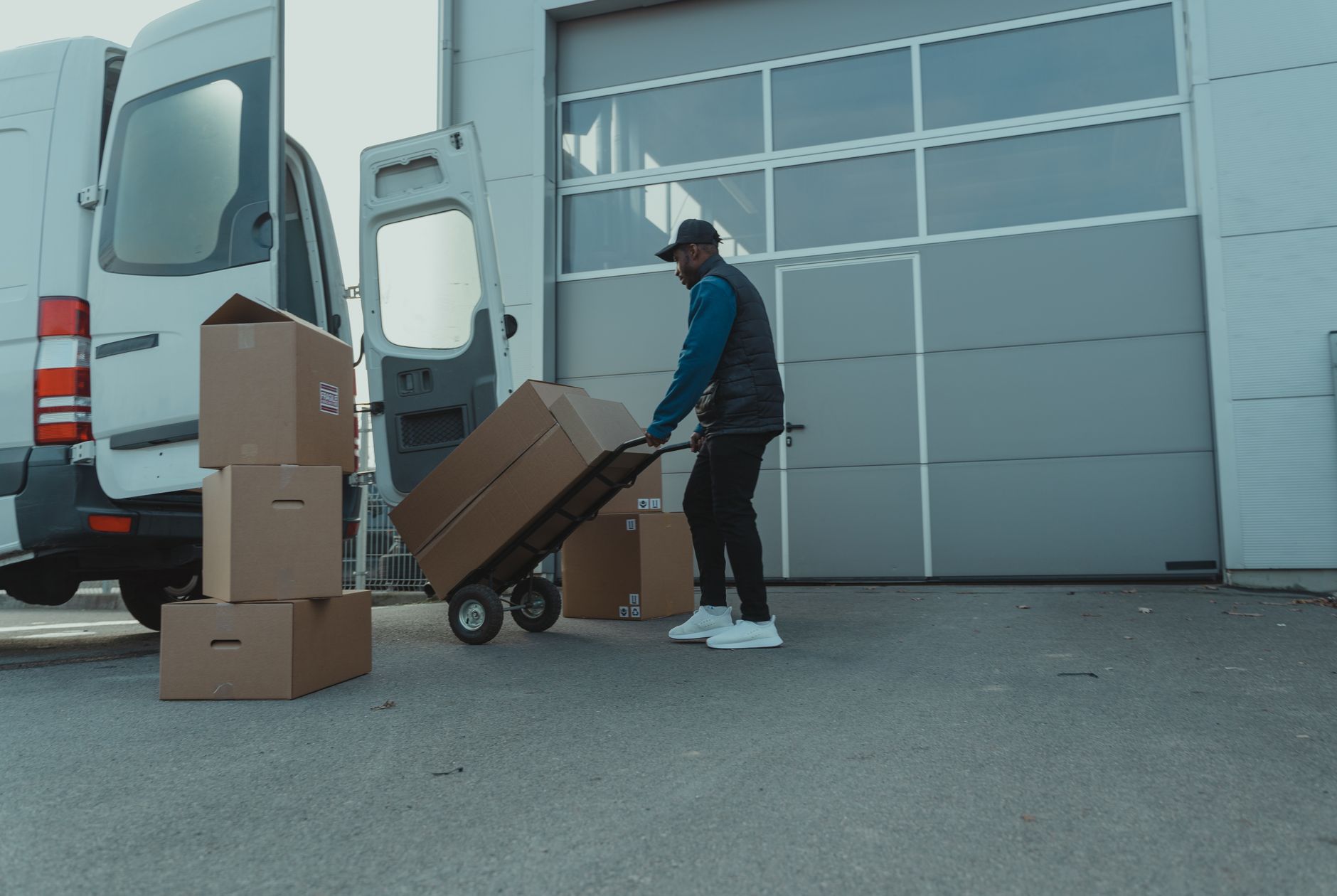 Palletised cartons at a factory dispatch bay